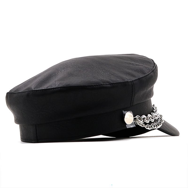 Unisex Jednostavna beretka s srebrnim lancem, ženska jesensko/zimska kapa, osmerokutna vintage slikarska kapa_voghion.com