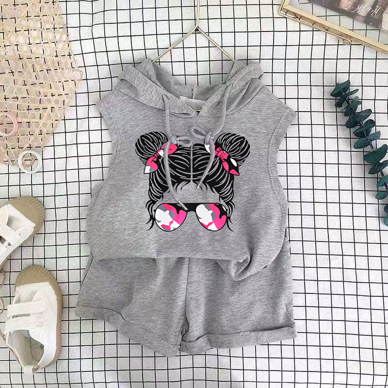 Conjunto de colete infantil de duas peças, roupas de bebê com estampa de desenho animado para meninos e meninas, roupas de verão para bebês_voghion.com