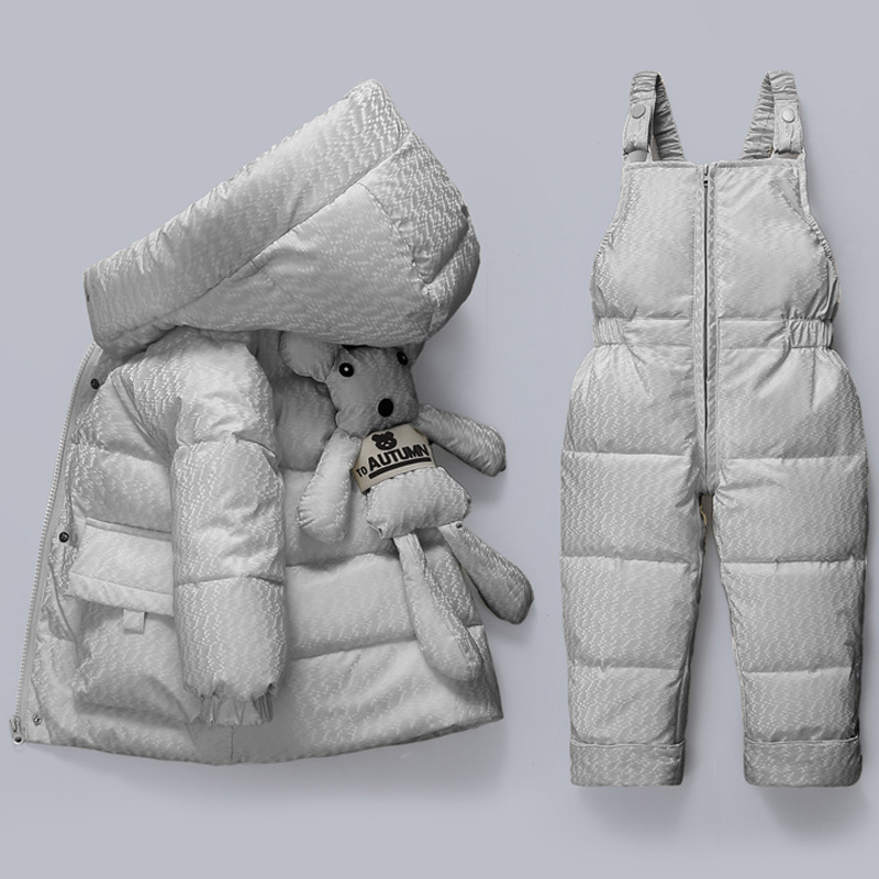Vêtements pour enfants Ensemble de doudoune pour bébé et enfant Ensemble deux pièces brillant pour garçons et filles 1-3 ans Veste épaissie d'hiver pour bébé_voghion.com