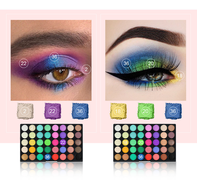 Lidschatten-Palette mit 120 Farben, matt, schimmernd, glitzernd, langanhaltend, wasserfest, mit Make-up-Pinsel mit 8 Zweigen_voghion.com