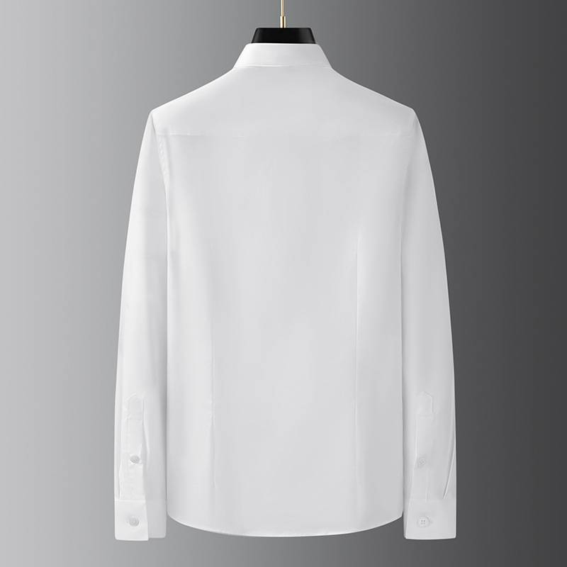 Camisa de manga larga de algodón de alta gama para hombre, de estilo europeo, ajustada, informal, de marca flocada, que combina con todo_voghion.com