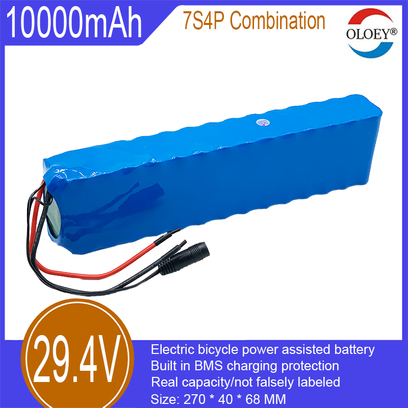 Pack de batterie lithium-ion 29,4 V, combinaison 7S4P, 10 000 mAh, protection de charge BMS intégrée, convient aux vélos électriques, scooters, etc._voghion.com