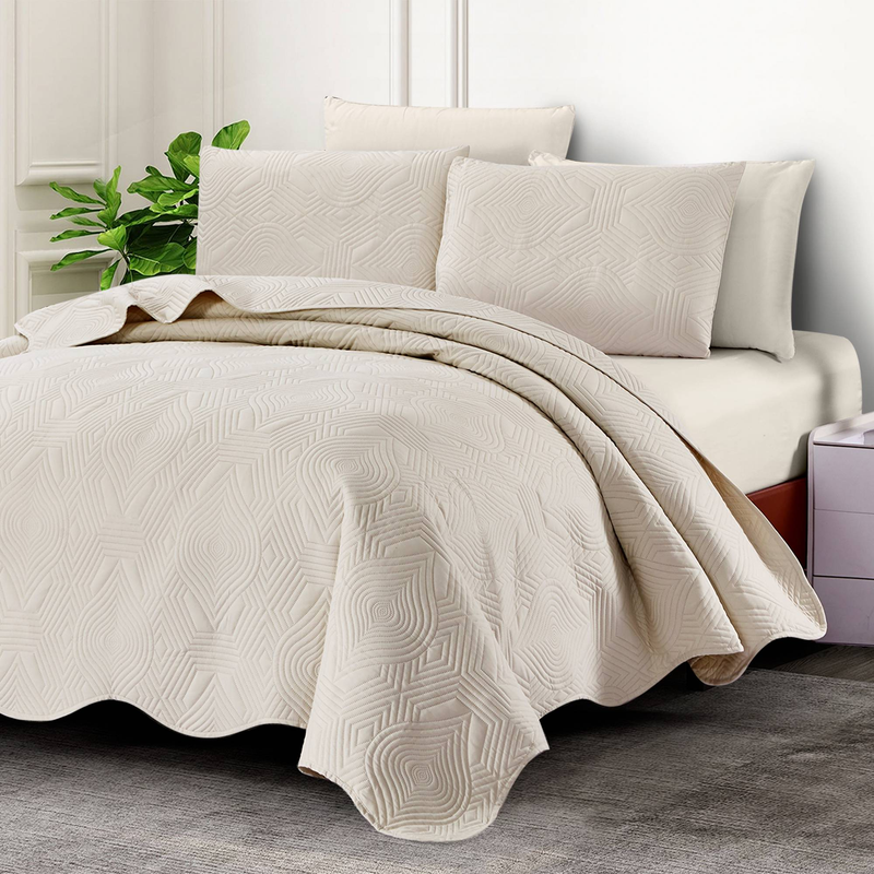 Set con bordo curvo in stile CG19, adatto per camere da letto e soggiorni (1 copriletto + 2 federe, senza anima per piumone o cuscino)_voghion.com