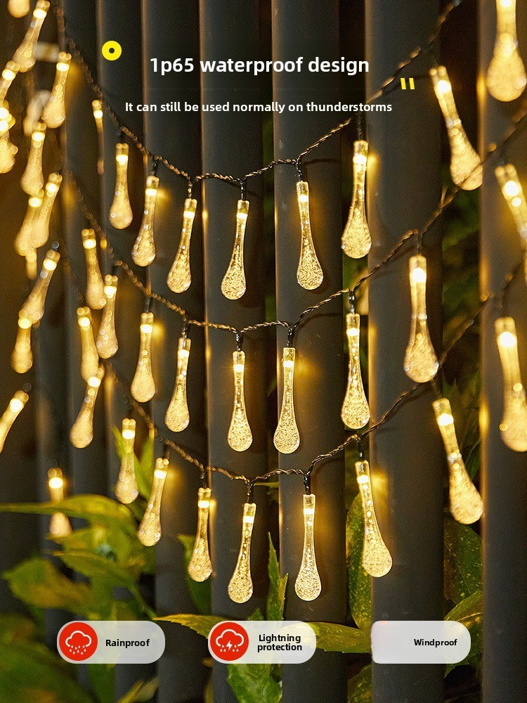 Guirnalda de luces LED solares: luces decorativas impermeables para exteriores, para jardín, patio y camping (5 m/7 m/12 m/22 m, blanco cálido)_voghion.com