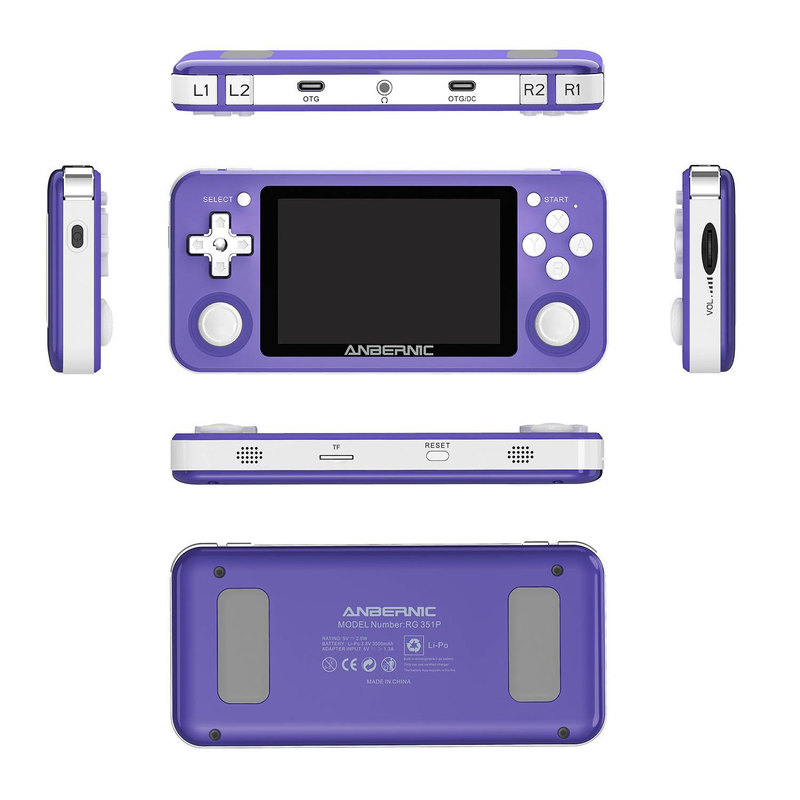 Console de jogos portátil retrô ANBERNIC RG351P - Dispositivo portátil para jogos Linux com 64 GB de armazenamento, suporte multijogador e experiência de jogo clássica e moderna_voghion.com