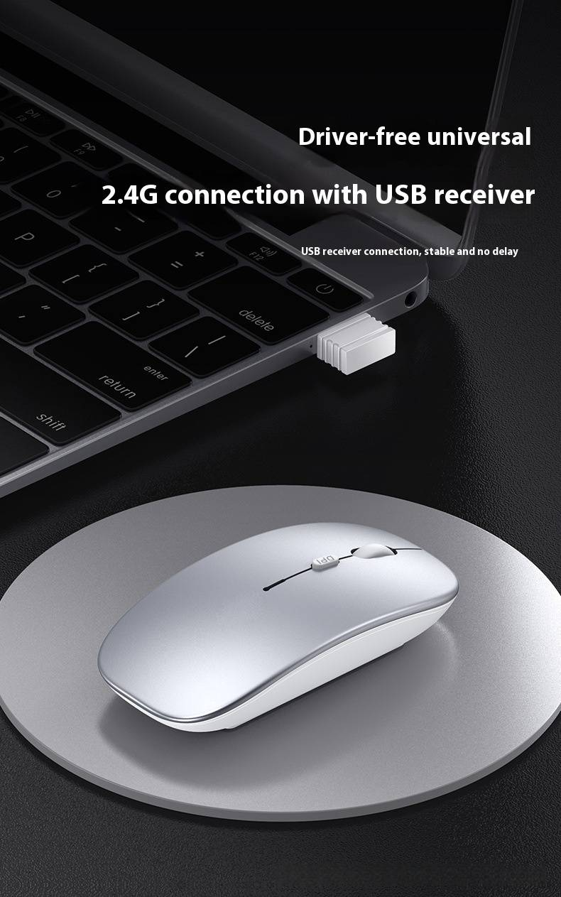Wireless Bluetooth Mouse Rechargeable Silent Click Dual Mode For Laptop Tablet PC Office Gaming Ergonomic Design 1200/1600 DPI Adjustable_voghion.com