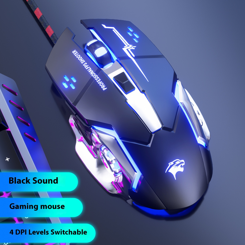 Wired Gaming Mouse – 6D RGB, 3000DPI, 4-Speed Adjustable, Silent/Audible Clicks, Ergonomic (Black/White/Blue/Pink)_voghion.com