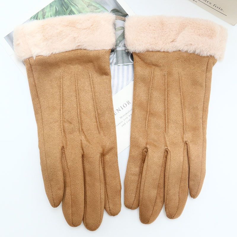 Winter Suede Gloves For Cycling: Windproof, Warm, Fleece-Lined, Cold-Resistant, Touchscreen Compatible_voghion.com