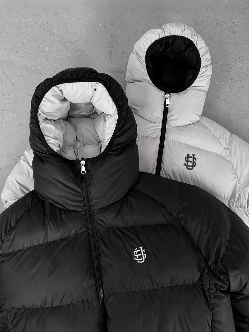 Gothic Hip-Hop Reversible Puffer Jacket, High-Street Embroidered Coat, Minimalist Winter Outerwear_voghion.com