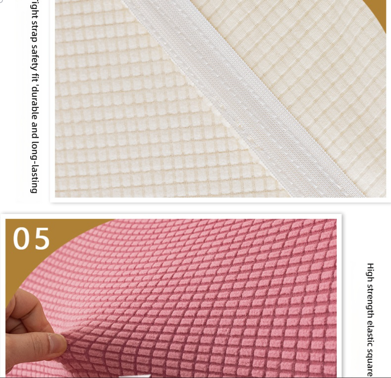 Dehnbarer Ottomanenbezug aus Polyester – Komplett abdeckendes Design ohne Reißverschluss, Karomuster, verschiedene Größen und Farben (Corn Grain Serie)_voghion.com