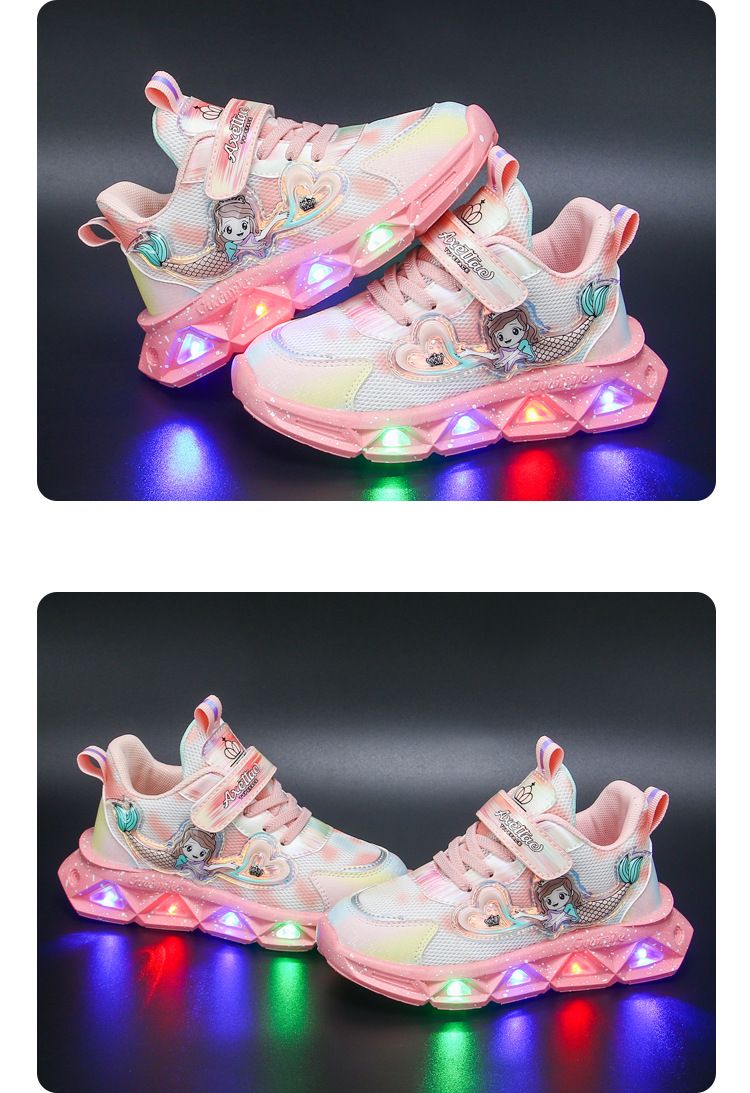 Children with light sneaker 2024 spring and autumn mesh breathable children's shoes medium and small children Princess lightweight casual shoes_voghion.com