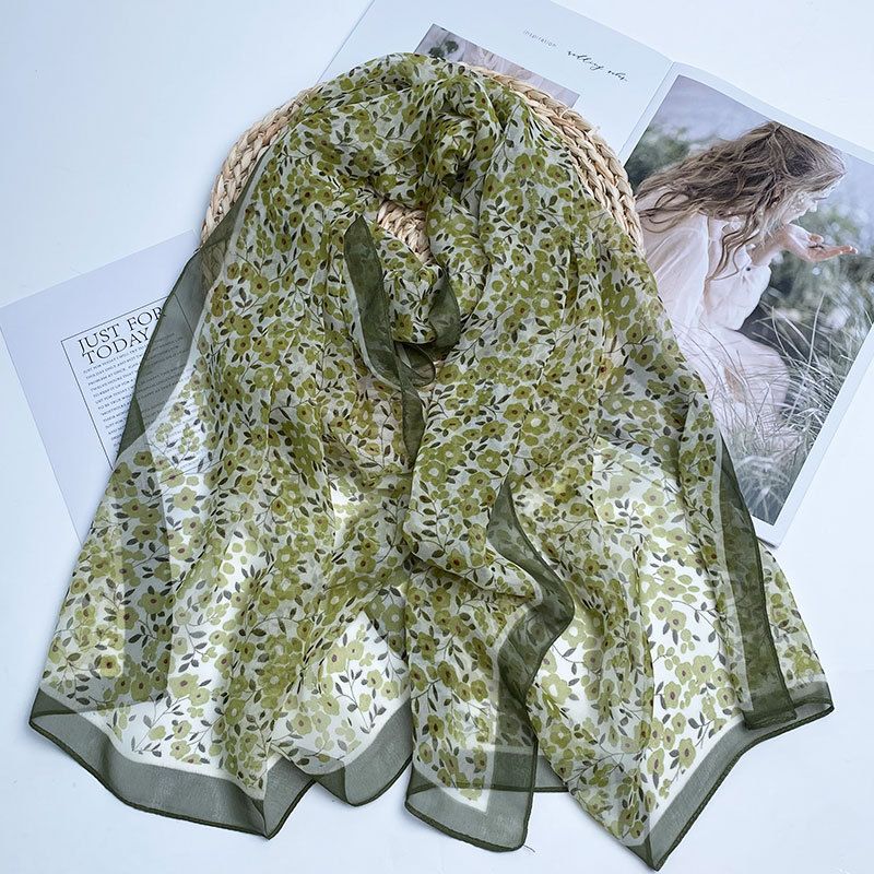 Sciarpa sottile Four Seasons per donna, scialle lungo e versatile in seta di gelso di alta qualità, sciarpa di garza, telo da mare_voghion.com