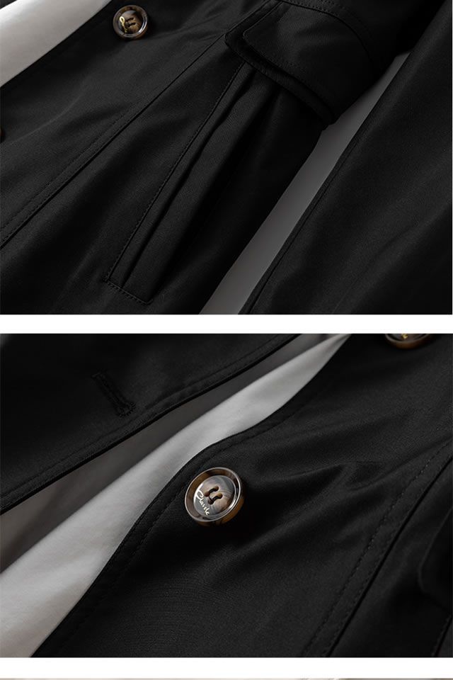 Trench slim fit da donna, giacca casual a maniche lunghe di media lunghezza con colletto a revers (cachi, rosa, nero, beige)_voghion.com