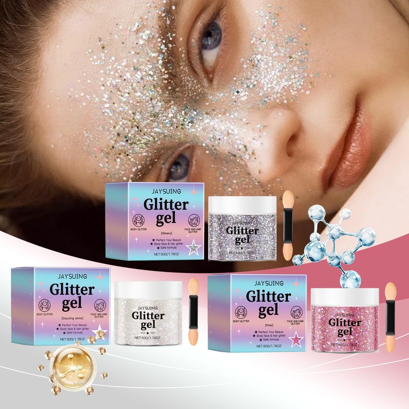 Jaysuing bleščeči gel serija z diamantnimi bleščicami za telo in obraz ustvari sijoč tridimenzionalni make-up_voghion.com