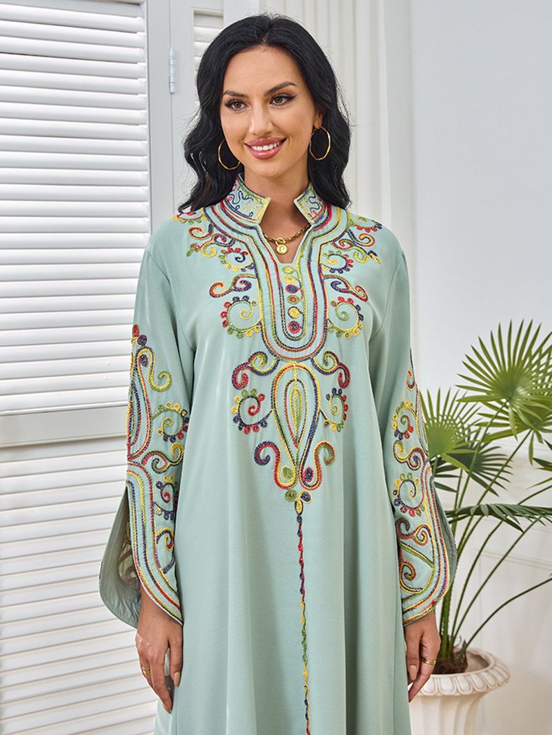 Damenbekleidung Naher Osten Saudi Robe Dubai Reiseparty Neue Seilstickerei Elegantes Langarmkleid Abaya_voghion.com