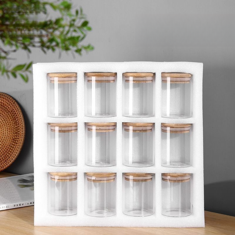 Tea Canister Sealed Container Grain Storage Jar Transparent Glass Bottle Set_voghion.com