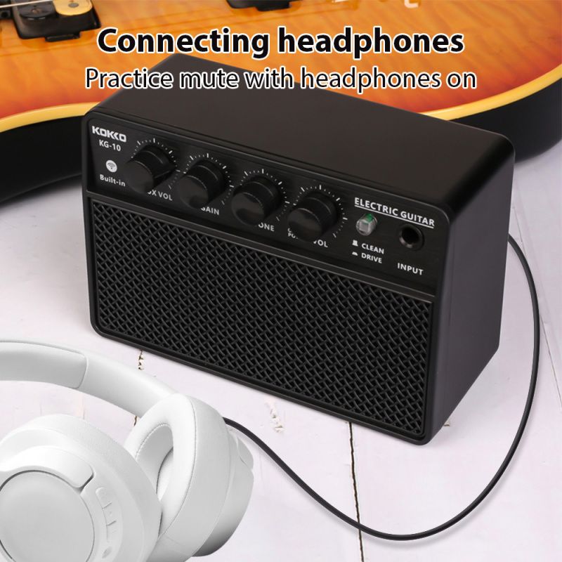 Kokko 10 W elektromos gitár hangszóró újratölthető hordozható audio Bt/fejhallgató csatlakozó 6,35 mm-es univerzális interfész csatlakozó_voghion.com
