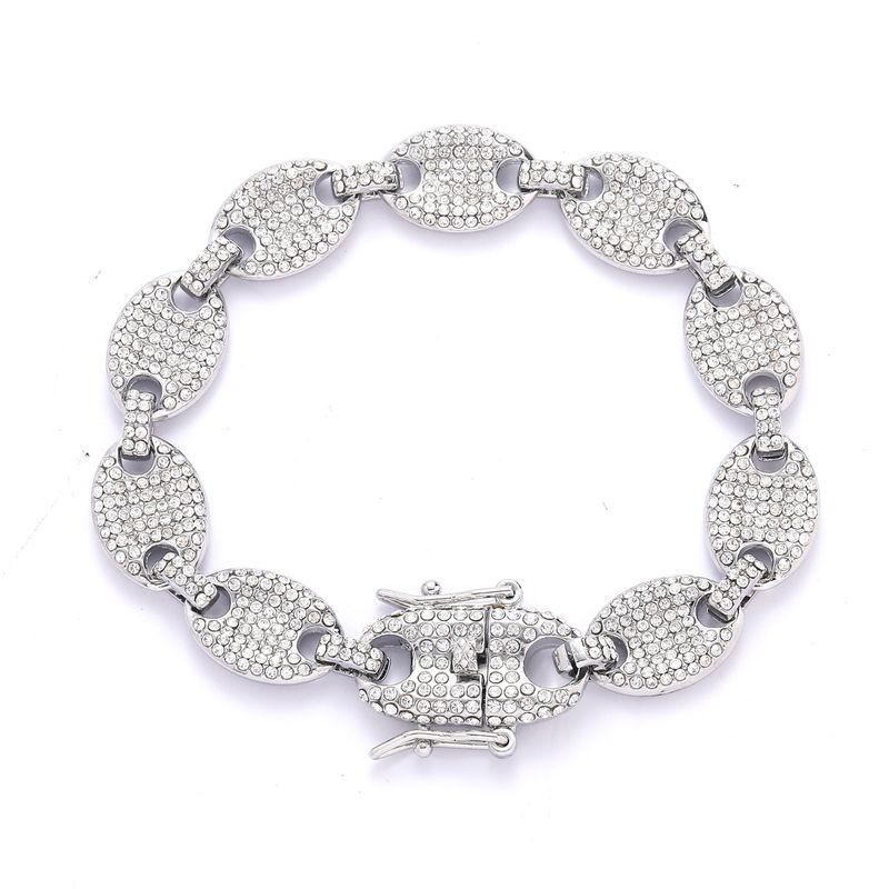 Jewelry Cuban 12mm Alloy Pig Nose Men's Diamond Set Bracelet_voghion.com