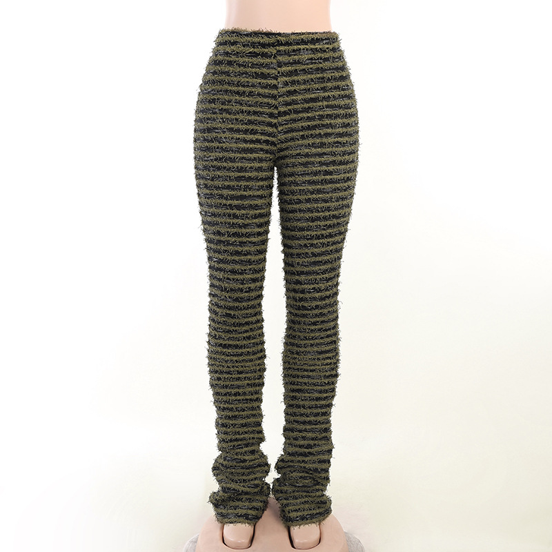 Dameskleding Gebreide Gestreepte Sexy Slanke Broek Kinder Lente Mode Hoge Taille Heup Lifting Hot Girl Casual Broek_voghion.com