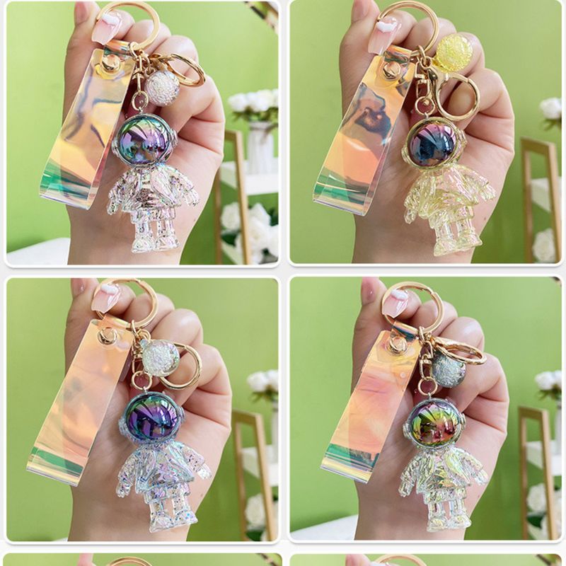 Nuovo portachiavi creativo colorato in cristallo con astronauta, portachiavi per auto, coppia, borsa carina, piccolo ciondolo_voghion.com