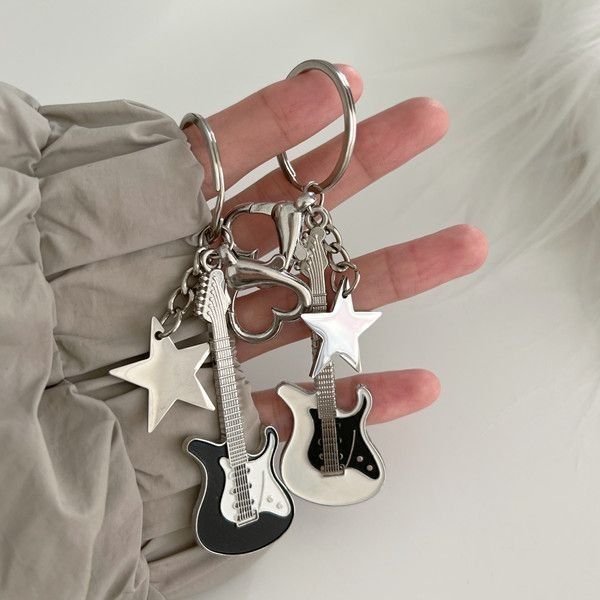 Girl Bass Guitar Pendant Five-Pointed Star Bag Accessory Keychain_voghion.com