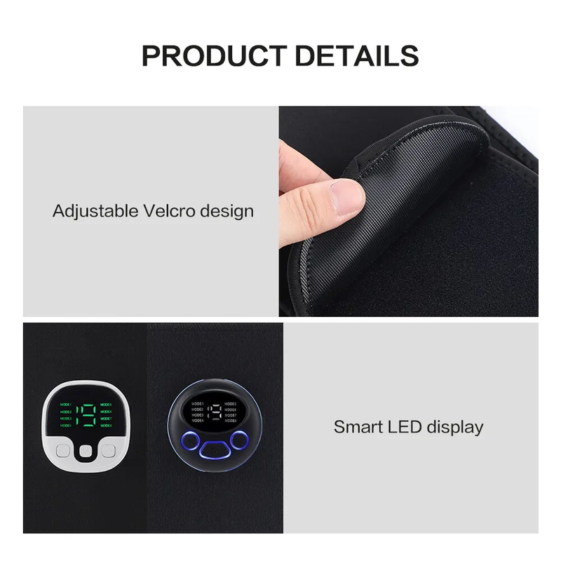 Negozio di cure di bellezza EMS Cintura fitness addominale intelligente in fibra di carbonio, massaggiatore elettrico domestico, cucchiaio per il corpo Aste, modalità 8, 19_voghion.com