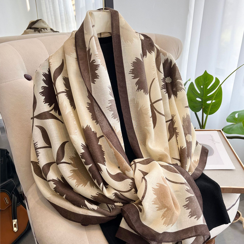 Women's 2023 Spring Autumn New Cotton and Korean Version Versatile Thin Letter Live Scarf_voghion.com