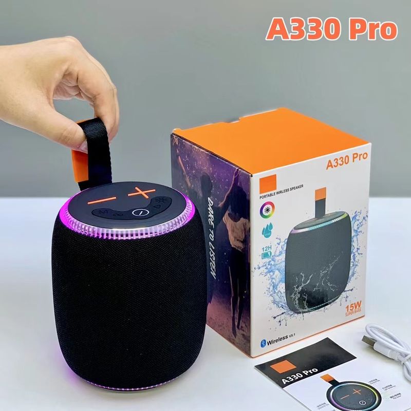 A330pro drahtloser wasserdichter Bluetooth-Handheld-Subwoofer mit 15 W RGB-Farblichtern im Freien kleiner Netzlautsprecher_voghion.com