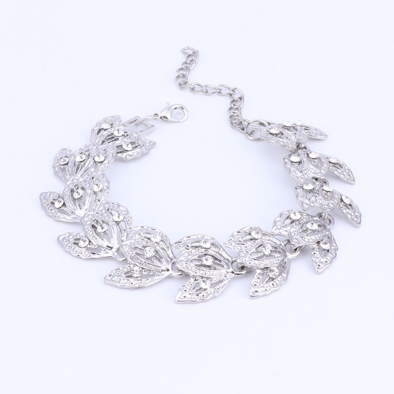 Nuovo colore argento matrimonio nigeriano perline africane set di gioielli moda donna set di gioielli in cristallo di Dubai_voghion.com