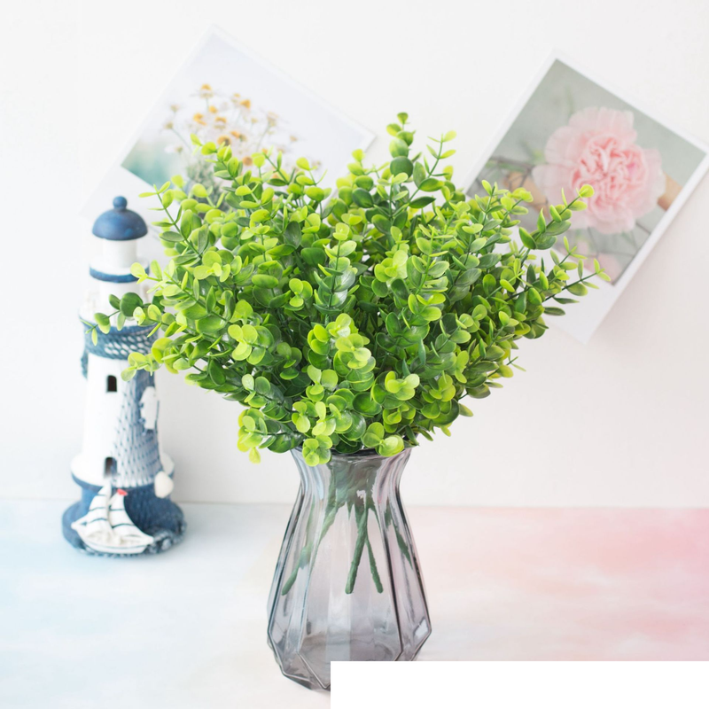 Factory direct sales leaf water grass plant simulation silk flower flower 7 forks 35 heads big leaf eucalyptus special price_voghion.com