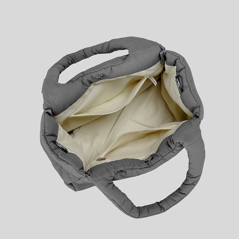 Women's Bags New Nylon Quilted Cotton Tote Bag Women's Striped Lightweight Down Cotton Shoulder Messenger Bag Handbag_voghion.com