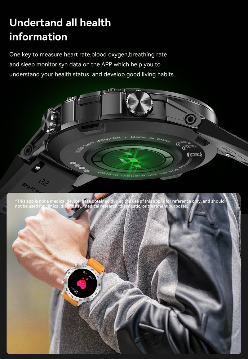 Dedicated men's business wireless call multi function waterproof health monitoring sports smart watch_voghion.com