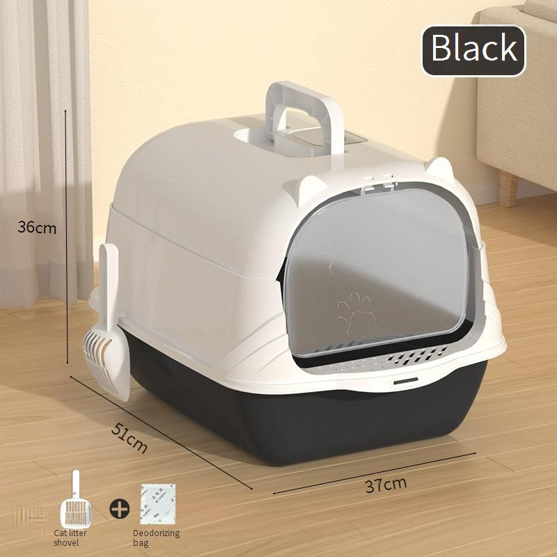 Pet Products Cat Litter Box Fully Enclosed Large Anti Splash Deodorizing Cat Toilet With Handle Flip Cover Cat Feces Box_voghion.com