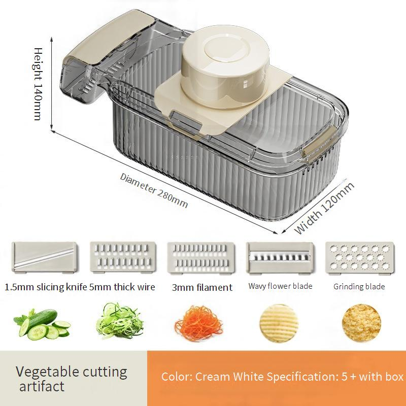 5-in-1 groentesnijder en rasp - Multifunctionele keukenmandoline voor aardappelen, knoflook en wortelen met 3 roestvrijstalen messen_voghion.com