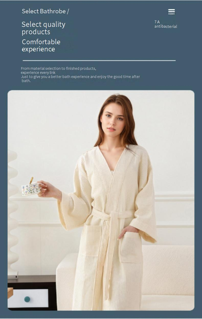 Waffle Weave Bathrobe - Long & Lightweight For Summer (Quick-Dry Super Absorbent Unisex Design Wearable Towel Perfect For Spa & Home)_voghion.com