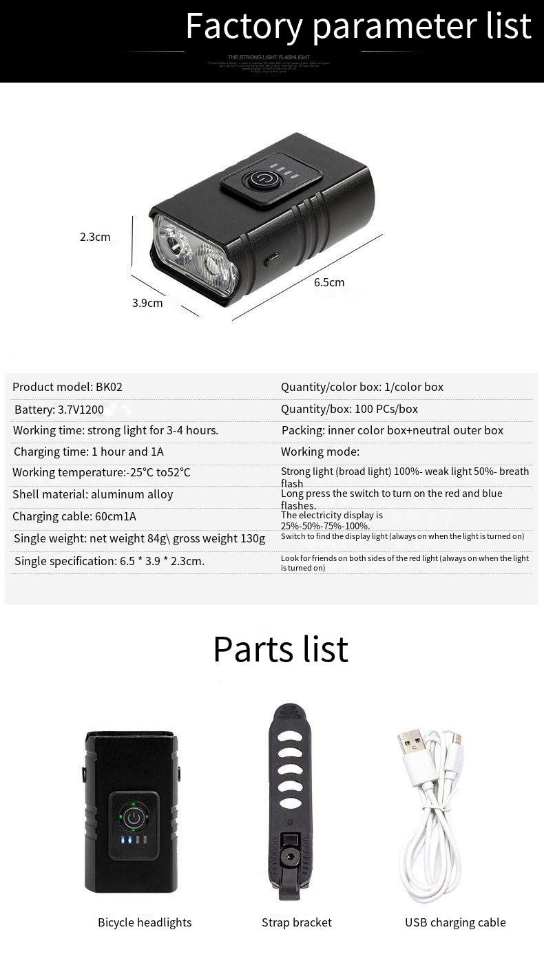 Fietskoplamp van aluminiumlegering T6 Power Display USB-oplaadbaar Mountainbike-nachtrijkoplamp_voghion.com