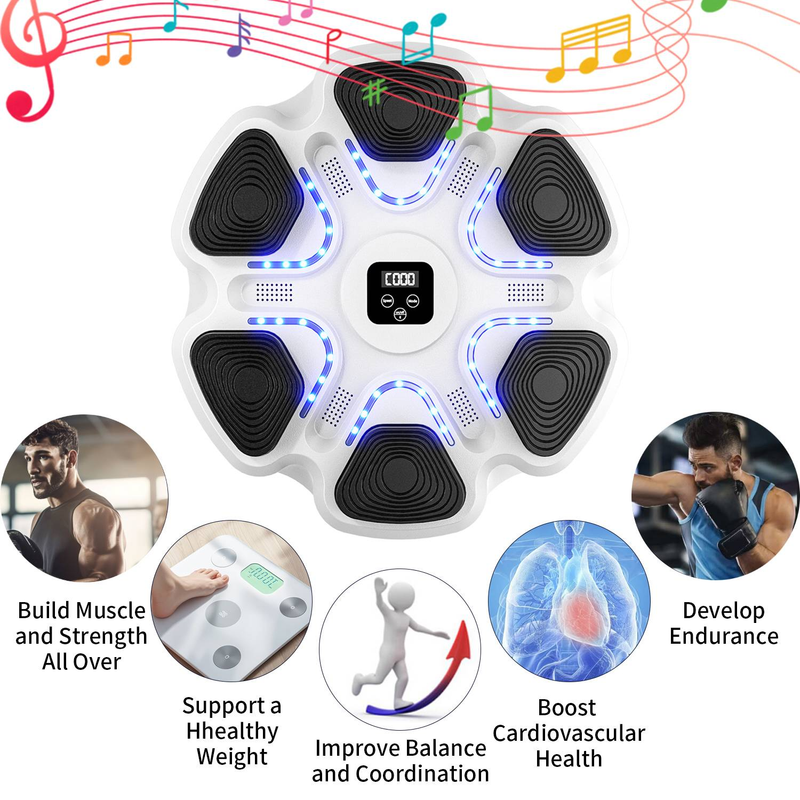 Musik-Boxmaschine, Box-Fitnessgeräte, Boxhandschuhe, große Musik-Stanzmaschine für Erwachsene und Kinder, interaktives Boxziel zur Wandmontage_voghion.com