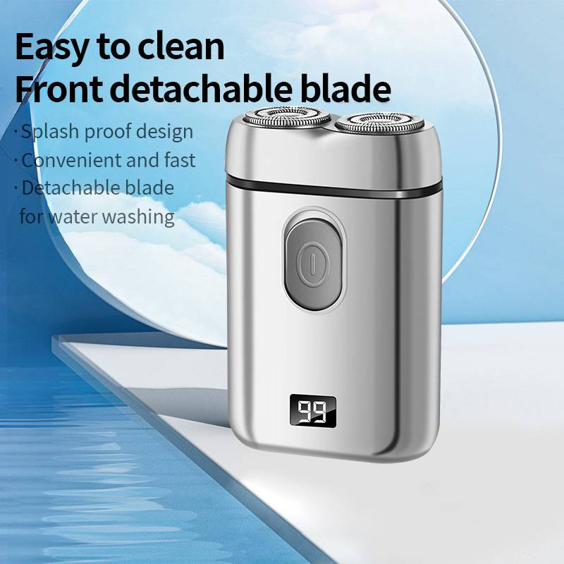 Barbeador elétrico masculino de duas cabeças – Barbeador rotativo ultraportátil com tela LED | Velocidade ajustável, 36 dB silencioso e à prova d'água_voghion.com
