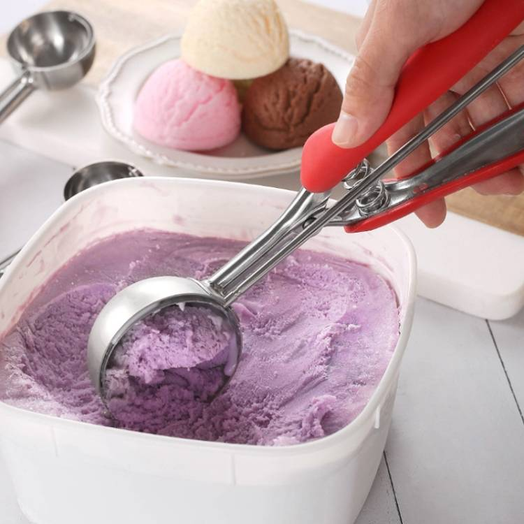 304 Stainless Steel Silicone Handle Ice Cream Scoop_voghion.com