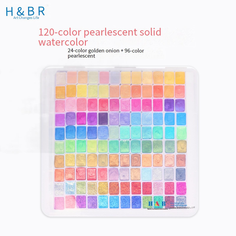 120-Color Metallic & Glitter Portable Solid Watercolor Paint Set With Plastic Case - Shimmering Pearl Pigments For Artists & Hobbyists_voghion.com