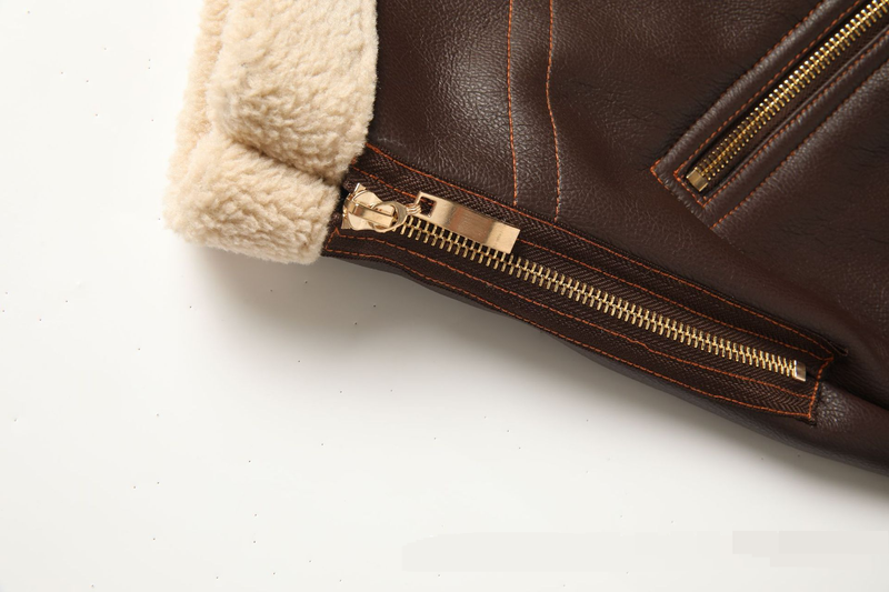 Herrenbekleidung Herren Winter Shearling Lederjacke - Bomber-Stil mit Lammwollfutter, Arbeitskleidung Mode, Winddicht & Strapazierfähig_voghion.com