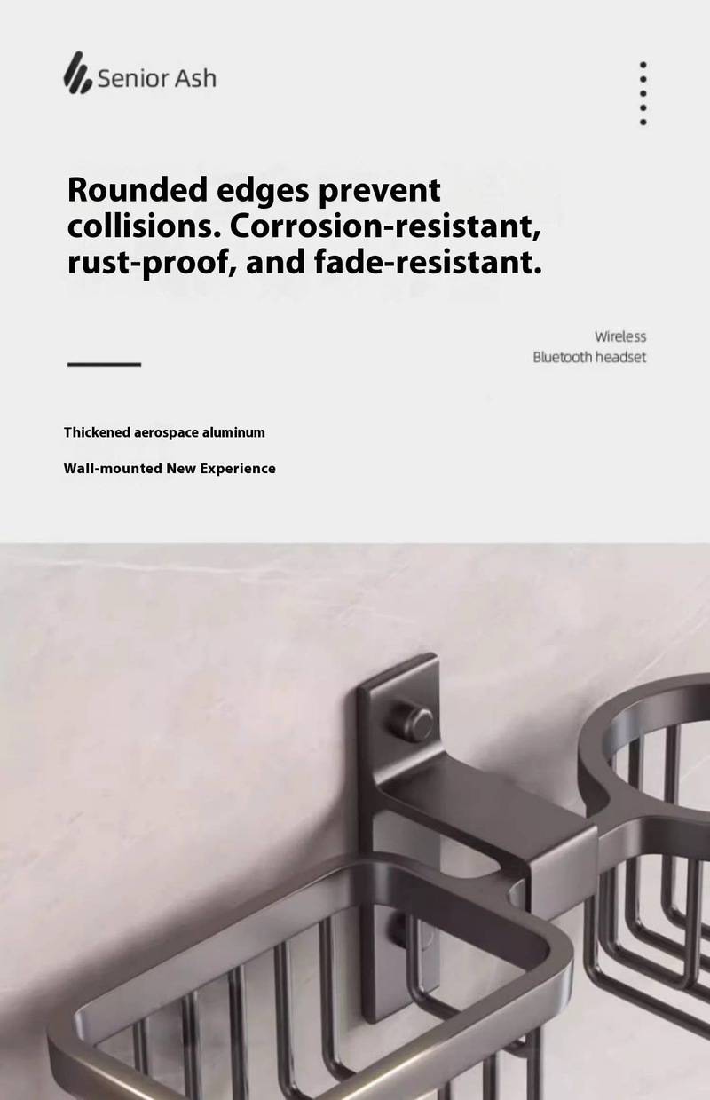 Hochwertiger Toilettenbürstenhalter zur Wandmontage – Space Aluminium, Badezimmer-Organizer ohne Bohren (Mattschwarz/Silber/Grau, rostfrei, 10 kg Tragkraft)_voghion.com