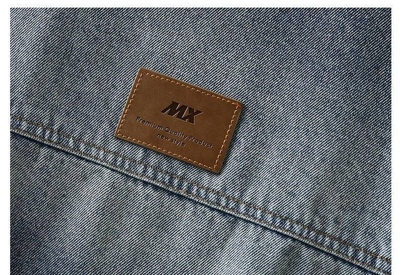 Giacca da uomo in misto denim e cotone – Design con pannelli a contrasto di ispirazione coreana, colletto con cerniera slim fit (abbigliamento casual da strada, essenziale per primavera/autunno)_voghion.com