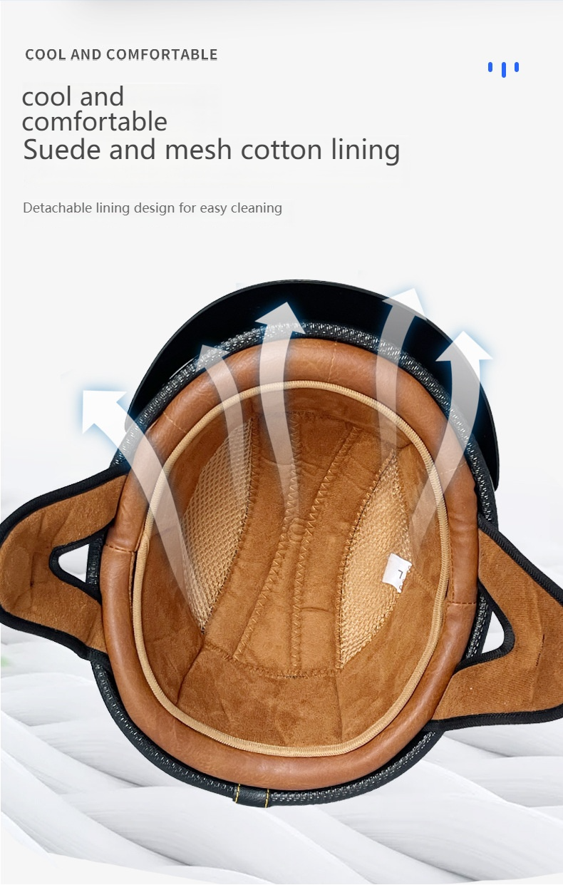3C-gecertificeerde retro-halve helm voor motorfietsen en scooters - Lichtgewicht ABS+PC-schaal - Vintage en moderne stijlen - Meerdere kleur- en vizieropties_voghion.com