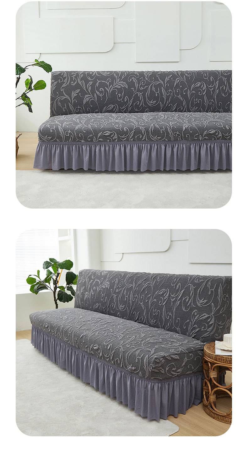 Copridivano classico in jacquard floreale con orlo a gonna – Copridivano in maglia elasticizzata per divani senza braccioli (pieghevole, antiscivolo, 5 colori nei toni della terra)_voghion.com