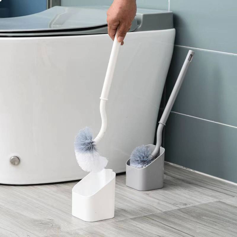 Set scopino per WC con supporto – Setole morbide e flessibili, manico lungo per una pulizia profonda (bianco/blu/grigio, confezione da 1 o set con base)_voghion.com