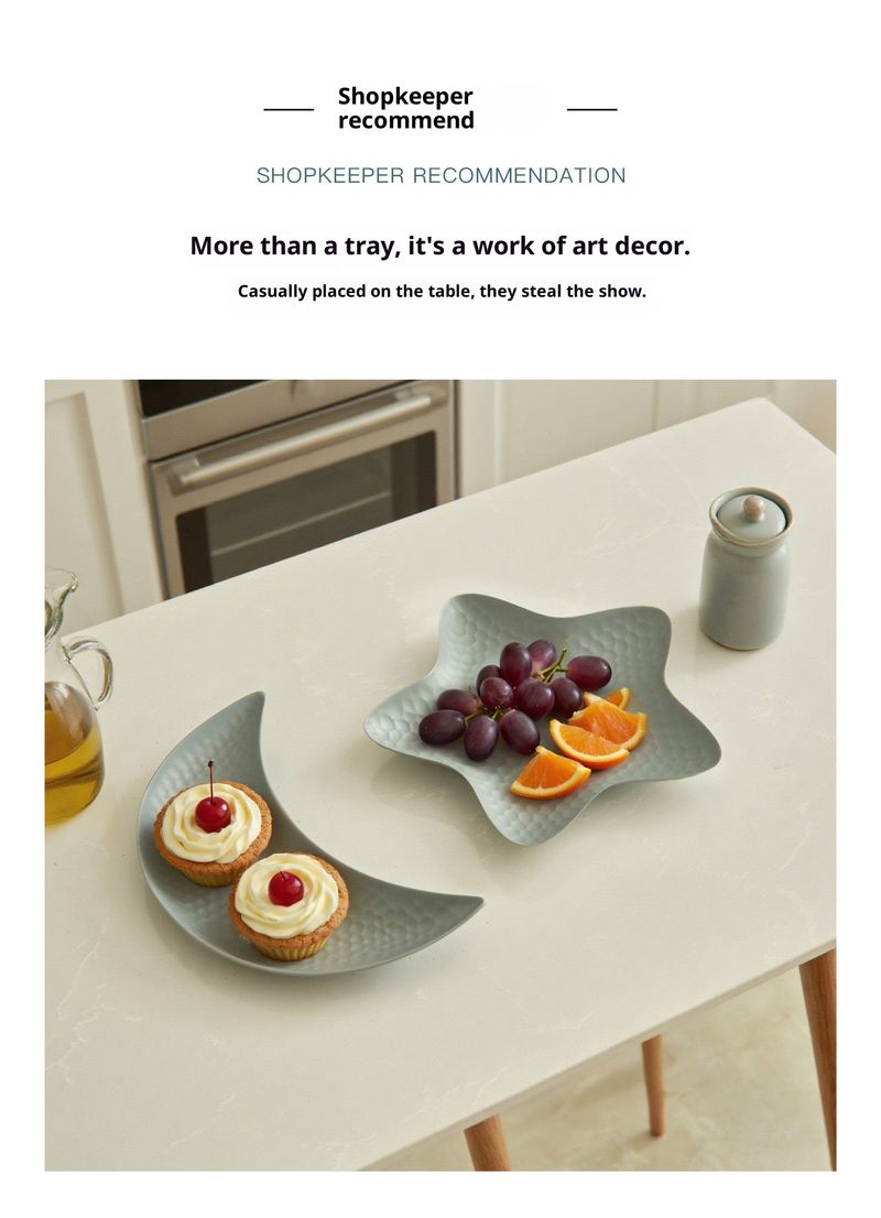 Nordisches Snacktablett-Set in Sternform, elegantes metallisches Punkt- und Sterndesign, 3-teilige dekorative Servierplatten für Wohnzimmer, Dessert_voghion.com