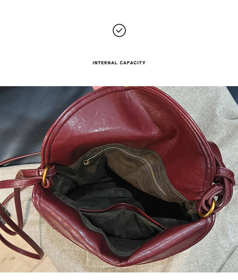 Borsa a tracolla da donna in pelle conciata al vegetale, borsa da pendolare da donna in morbida pelle di grande capacità, borsa a tracolla semplice ed elegante._voghion.com