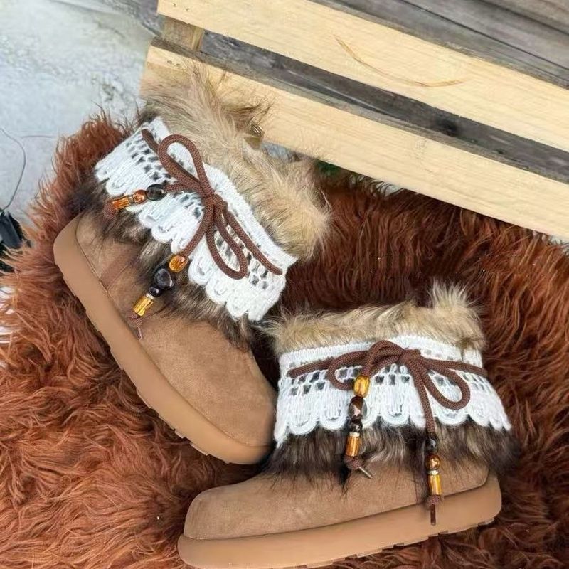 Bottes de neige fourrées pour enfants, antidérapantes et chaudes, nouveau modèle hiver 2025 avec semelle épaisse en polaire, semelle intermédiaire, grandes chaussures en coton, bottines_voghion.com