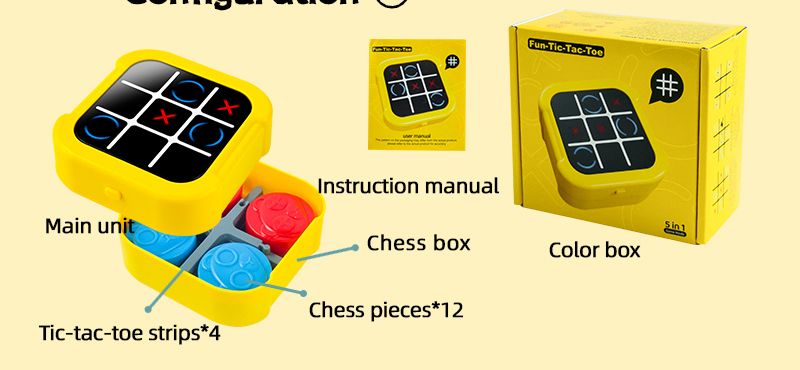 Juguete educativo infantil electrónico de tres en raya 5 en 1, juego de mesa para dos jugadores._voghion.com